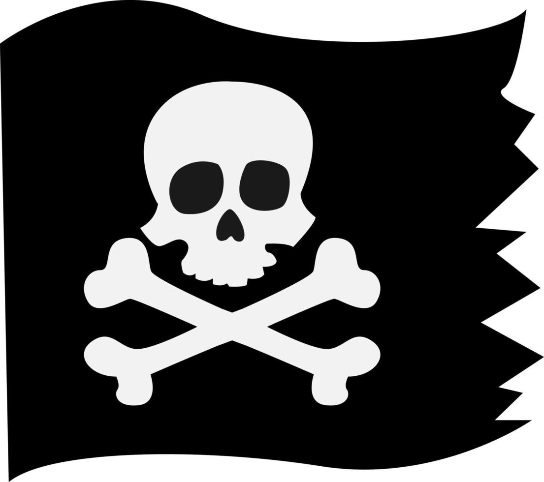 Pirate flag, illustration, vector on white background.