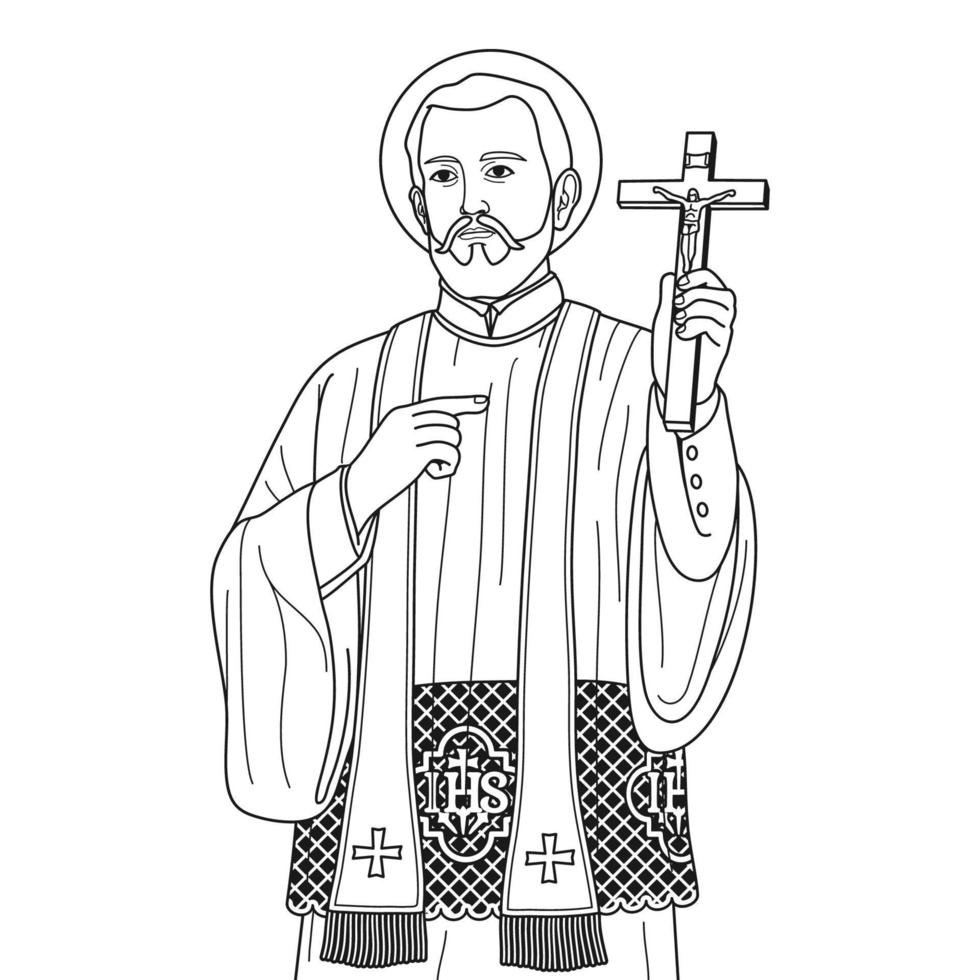 san francisco xavier ilustración vectorial esquema monocromo vector