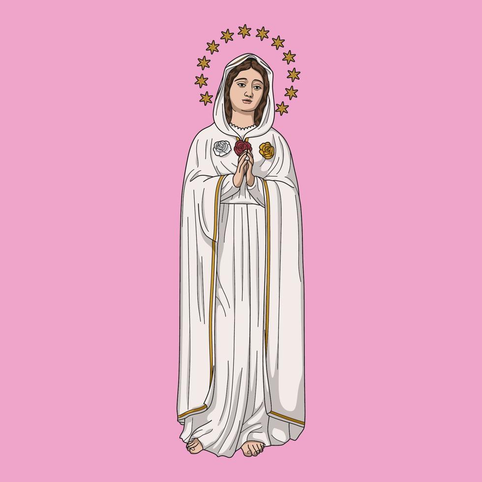 Our Lady Mystical Rose Colored Vector Illustration