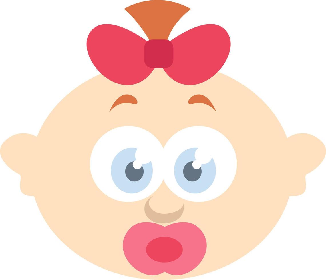 Baby girl with pink pacifier, illustration, on a white background. vector