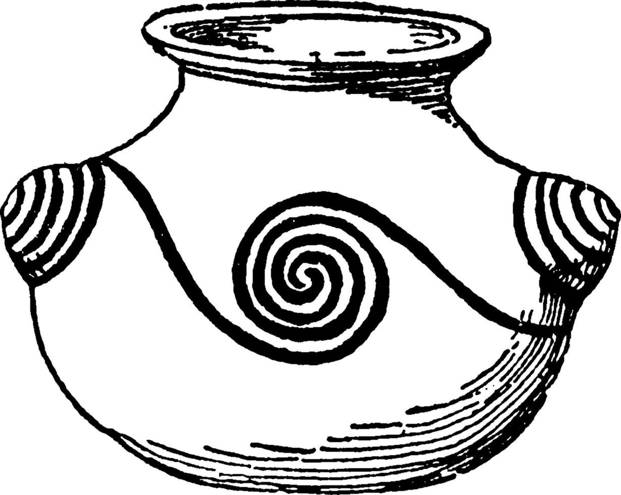 Pueblo Jar with Spirals, vintage illustration vector