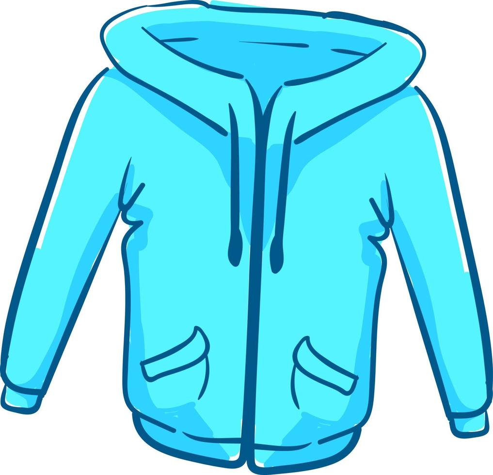 Blue winter jacket, illustration, vector on white background.