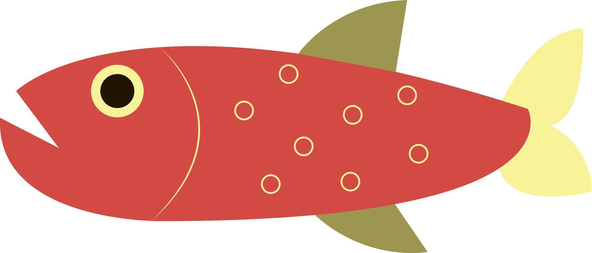 Red fish in water, illustration, vector on white background.