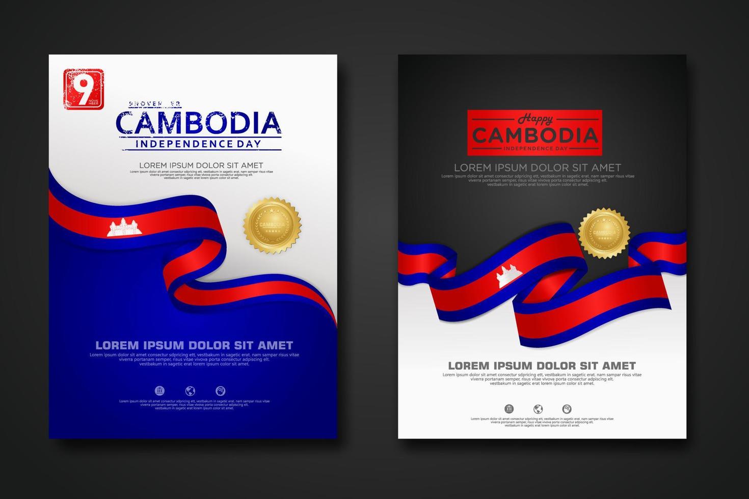 Set poster design Cambodia independence day background template vector