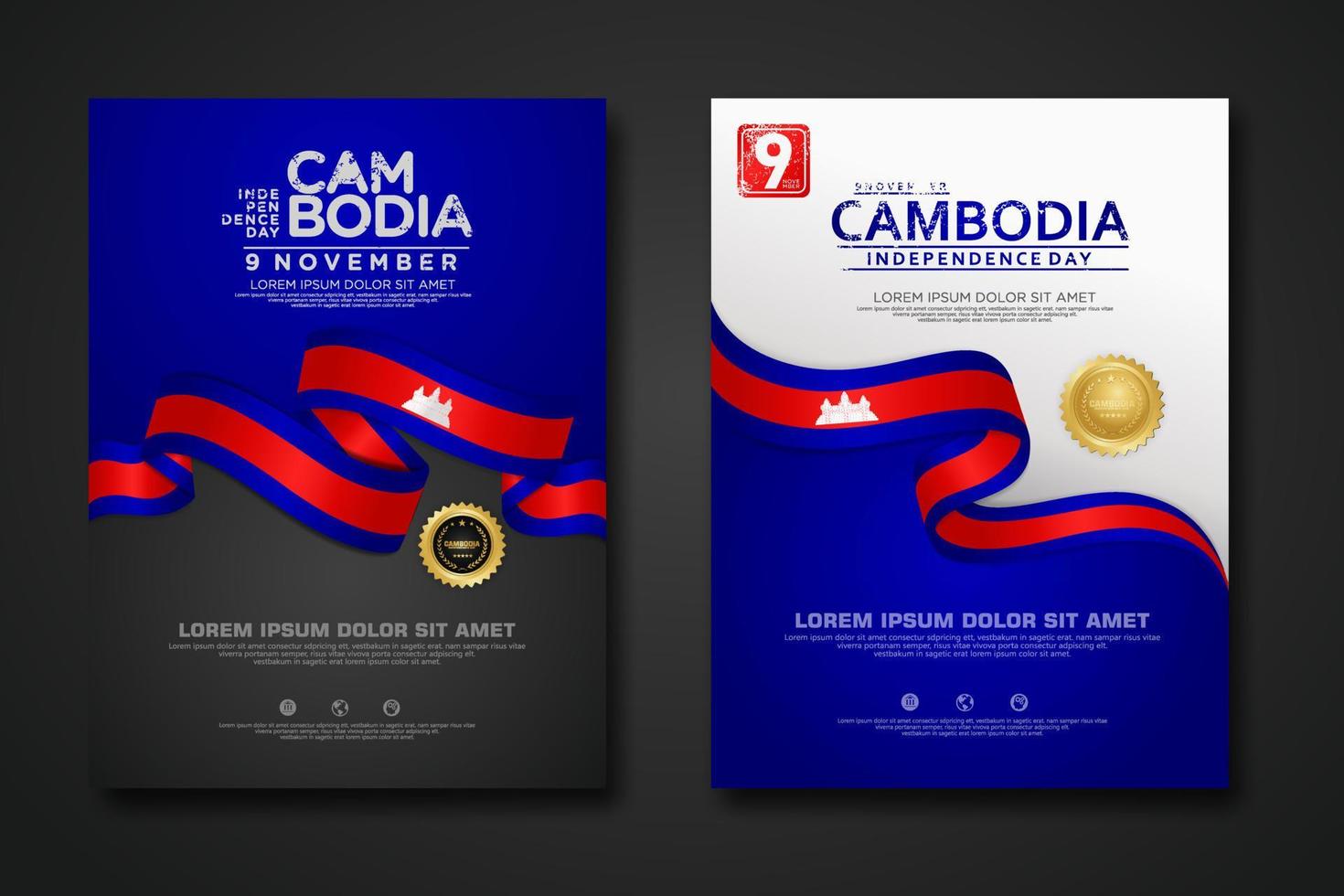 Set poster design Cambodia independence day background template vector