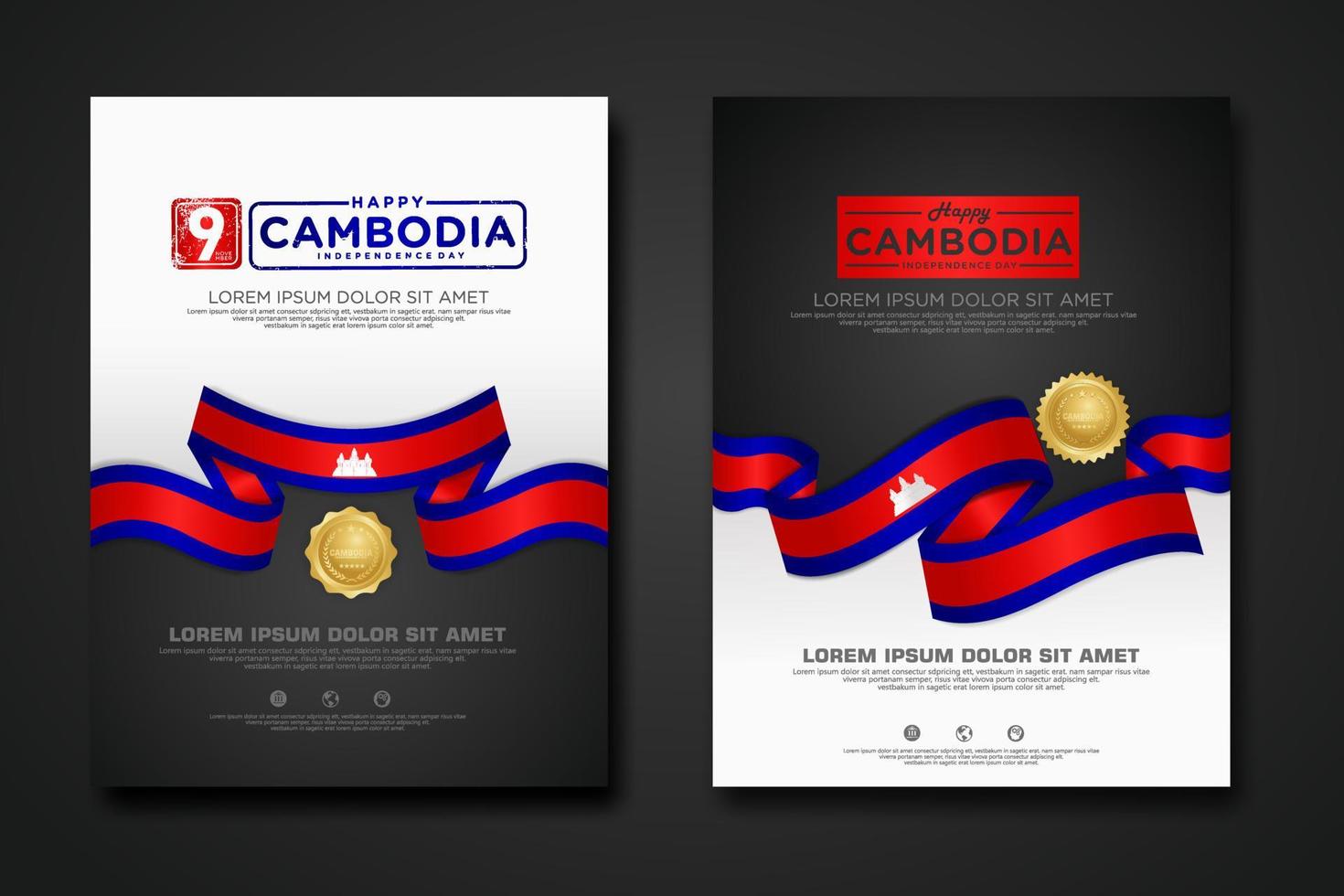 Set poster design Cambodia independence day background template vector