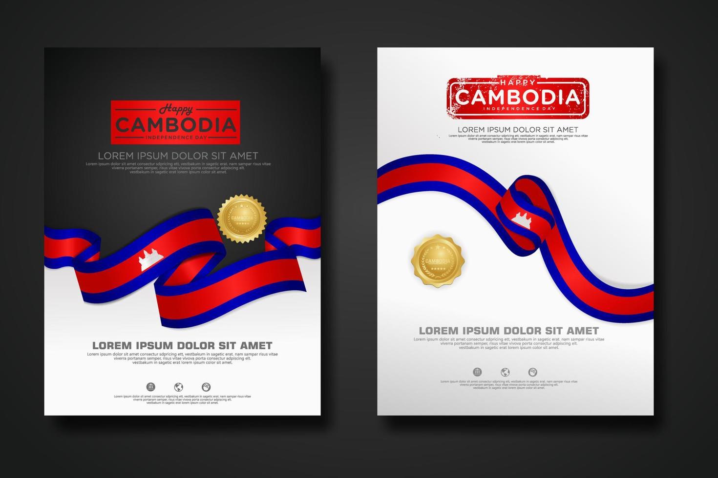 Set poster design Cambodia independence day background template vector
