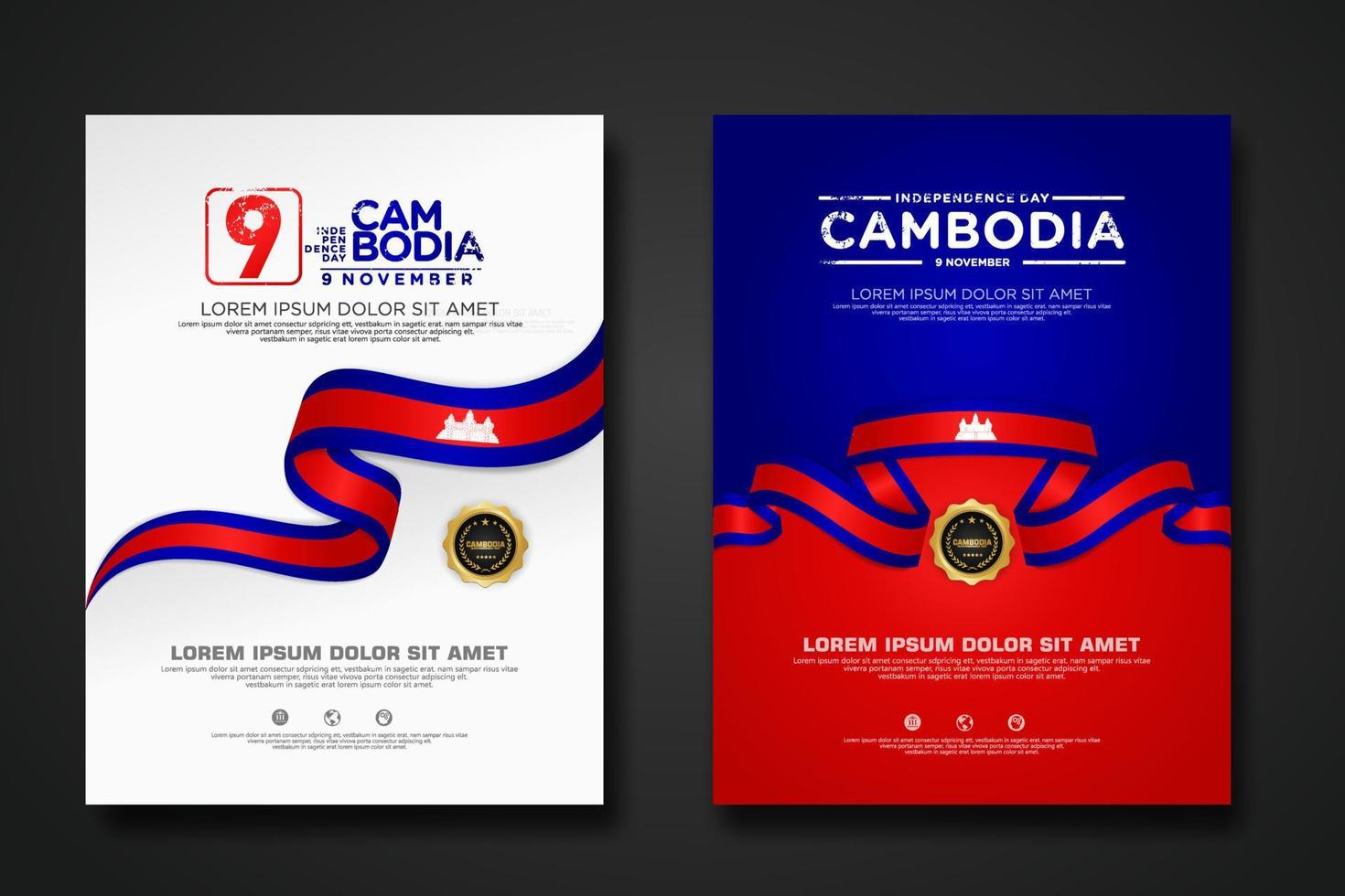 establecer diseño de póster plantilla de fondo del día de la independencia de camboya vector