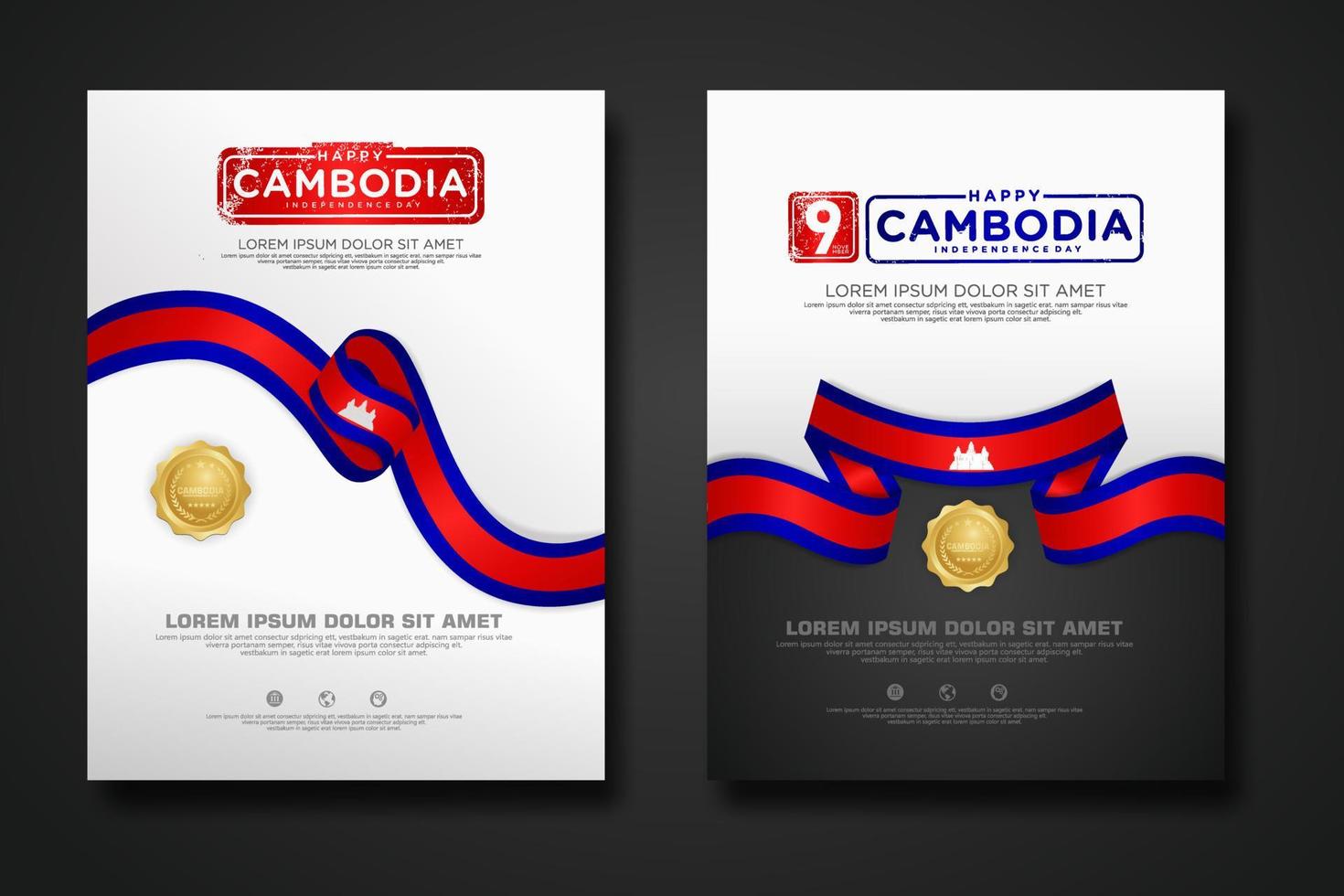 establecer diseño de póster plantilla de fondo del día de la independencia de camboya vector