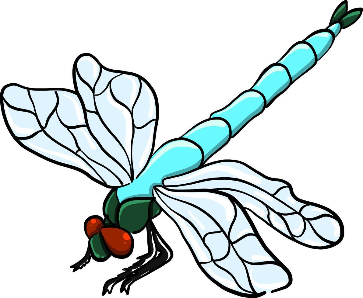 Blue dragonfly , illustration, vector on white background