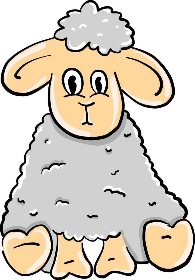 Sheep sitting, illustration, vector on white background