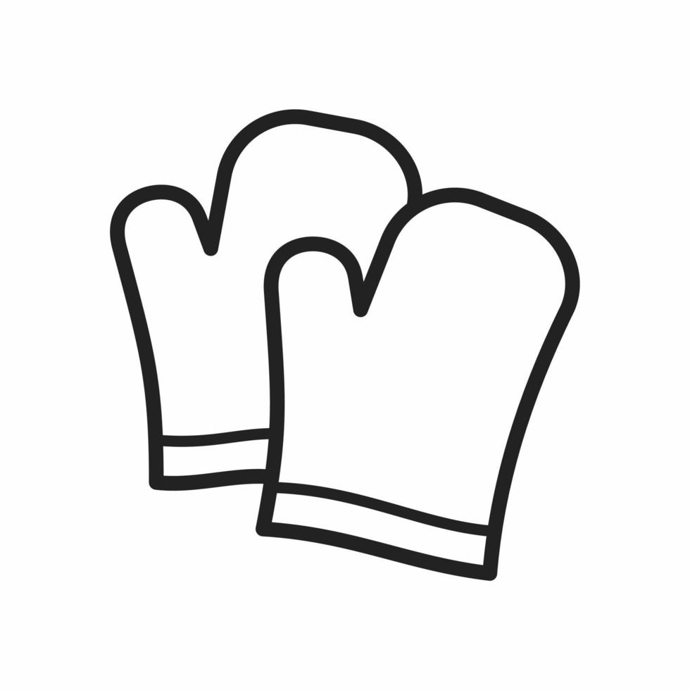 guantes, cocina, contorno, icono vector