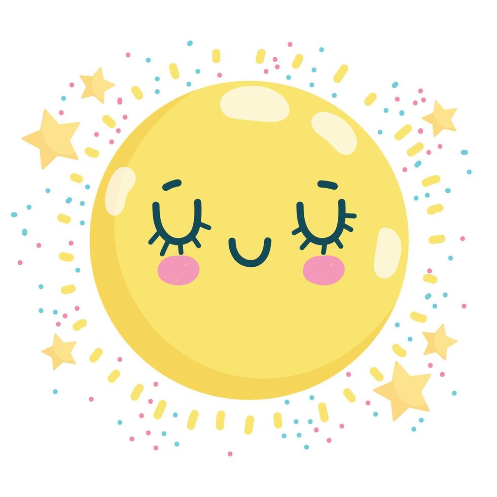 weather cute sun stars sky decoration cartoon vector