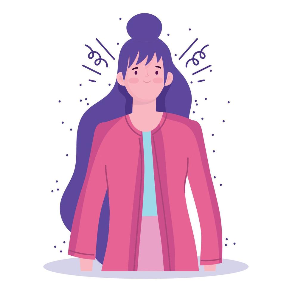 portrait business woman cartoon character, icon vector