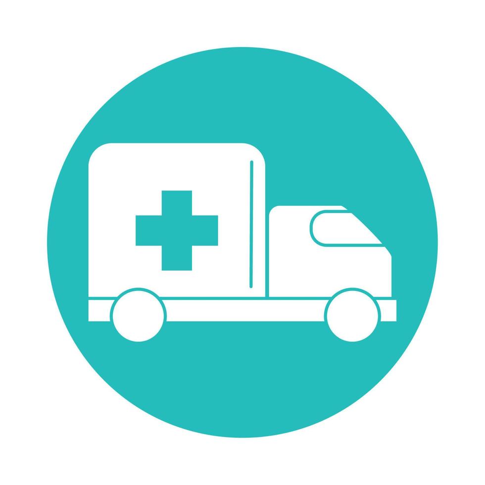 virus covid 19 pandemic emergency ambulance car block style icon vector