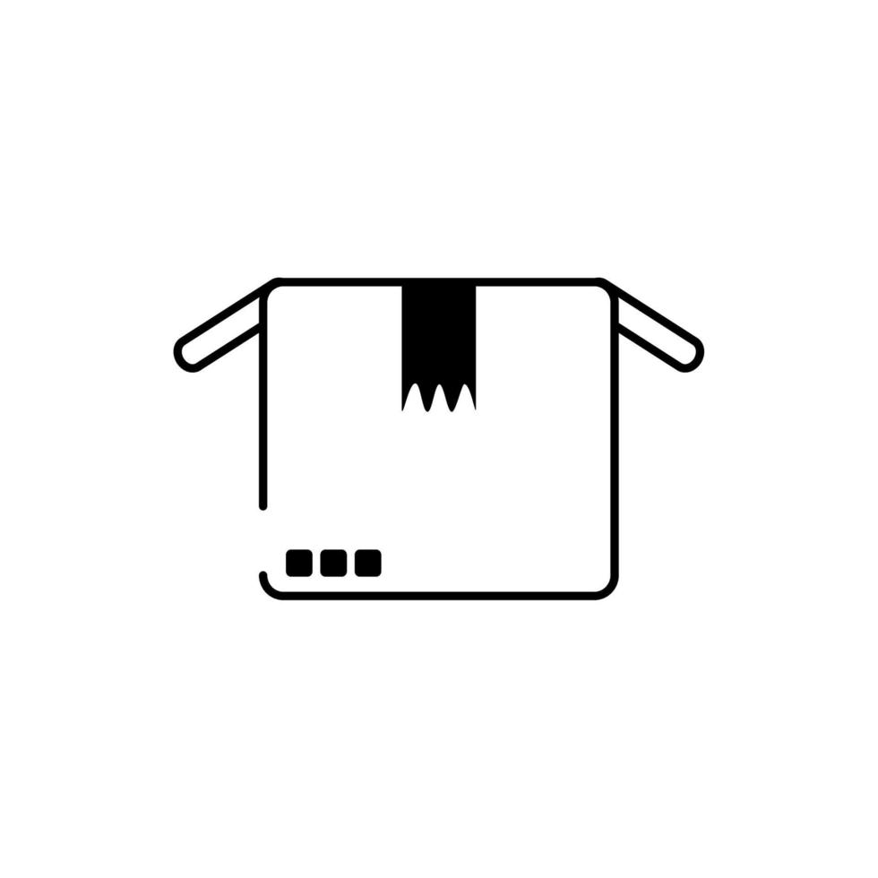 open cardboard box cargo delivery line style icon vector