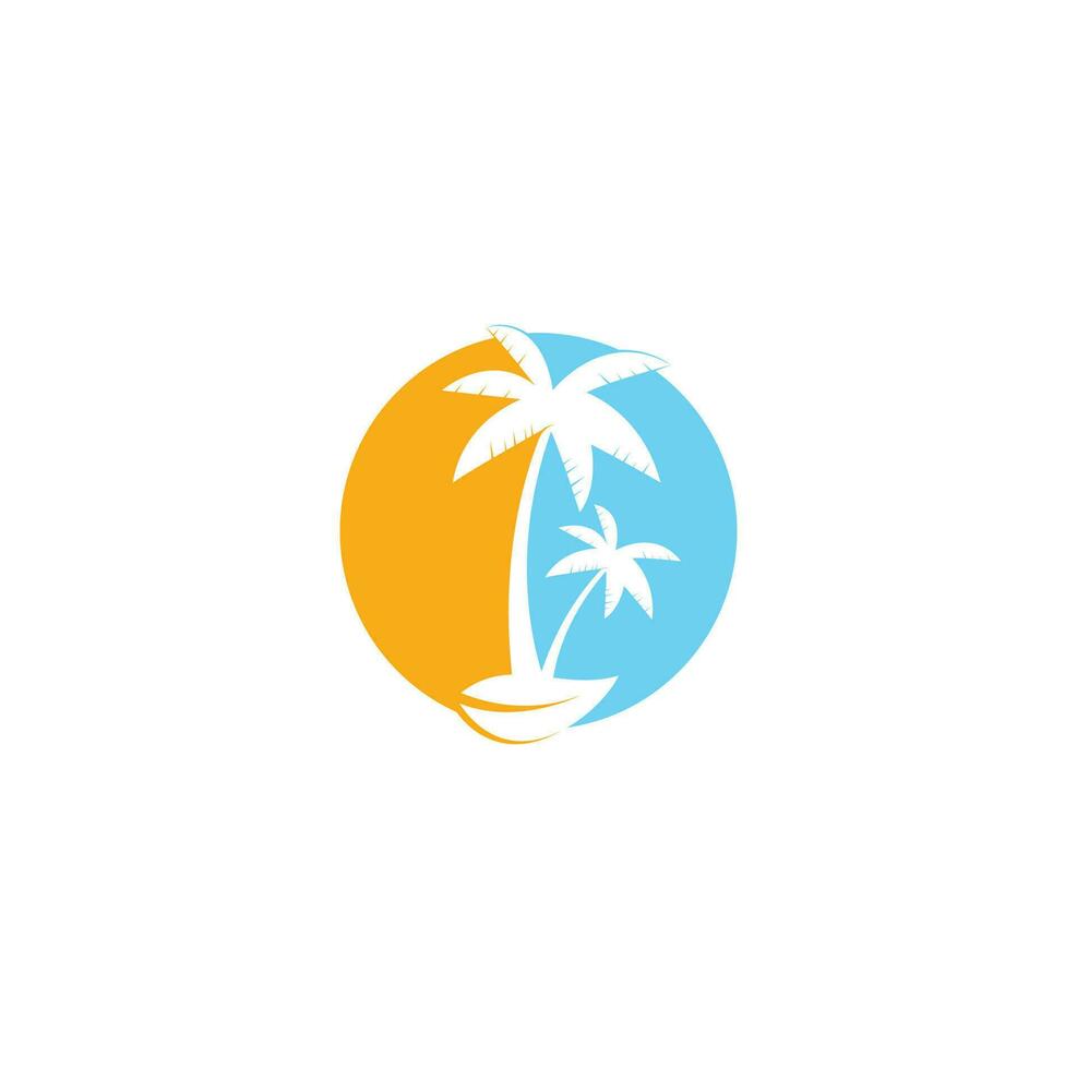 diseño de logo de playa tropical y palmera. diseño de logotipo de vector de palmera simple creativo. logotipo de playa. logotipo de palmera de playa