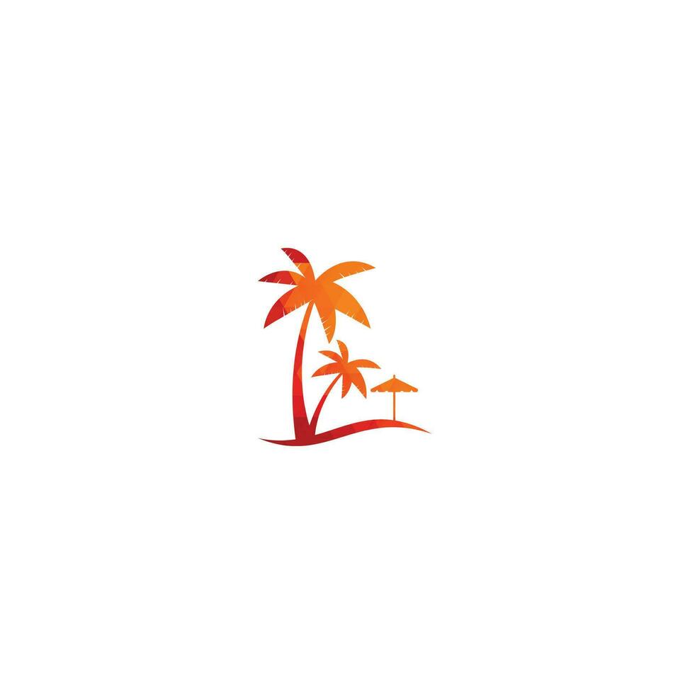 Beach logo design template. summer logo designs. Tropical beach and palm tree logo design. vector