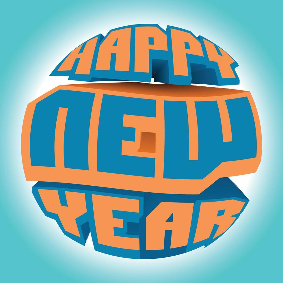 Colorful new year illustration with 3d typography vector