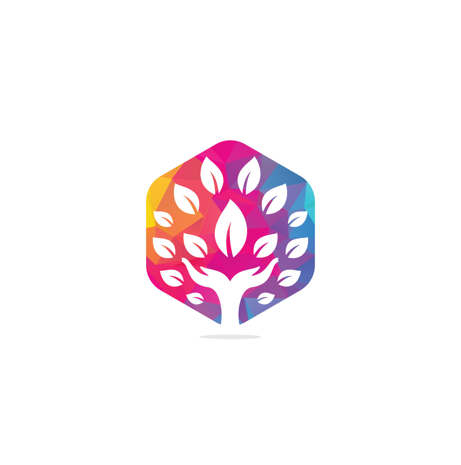 Creative green hand tree logo design. Natural products logo. 13634908 ...