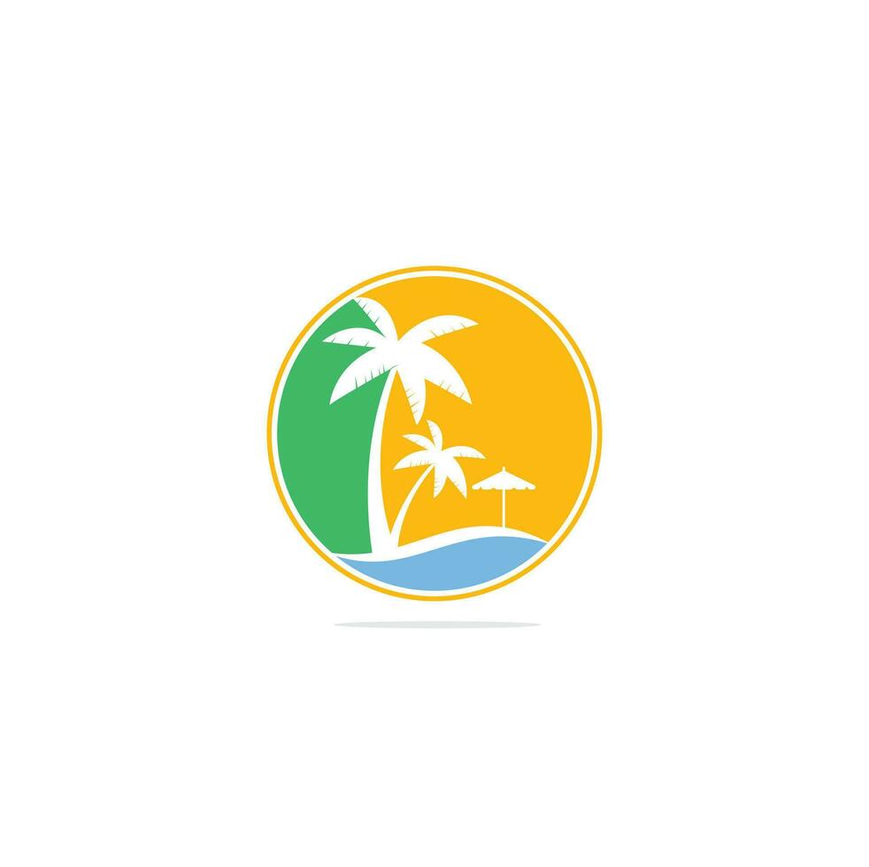Beach logo design template. summer logo designs. Tropical beach and palm tree logo design. vector