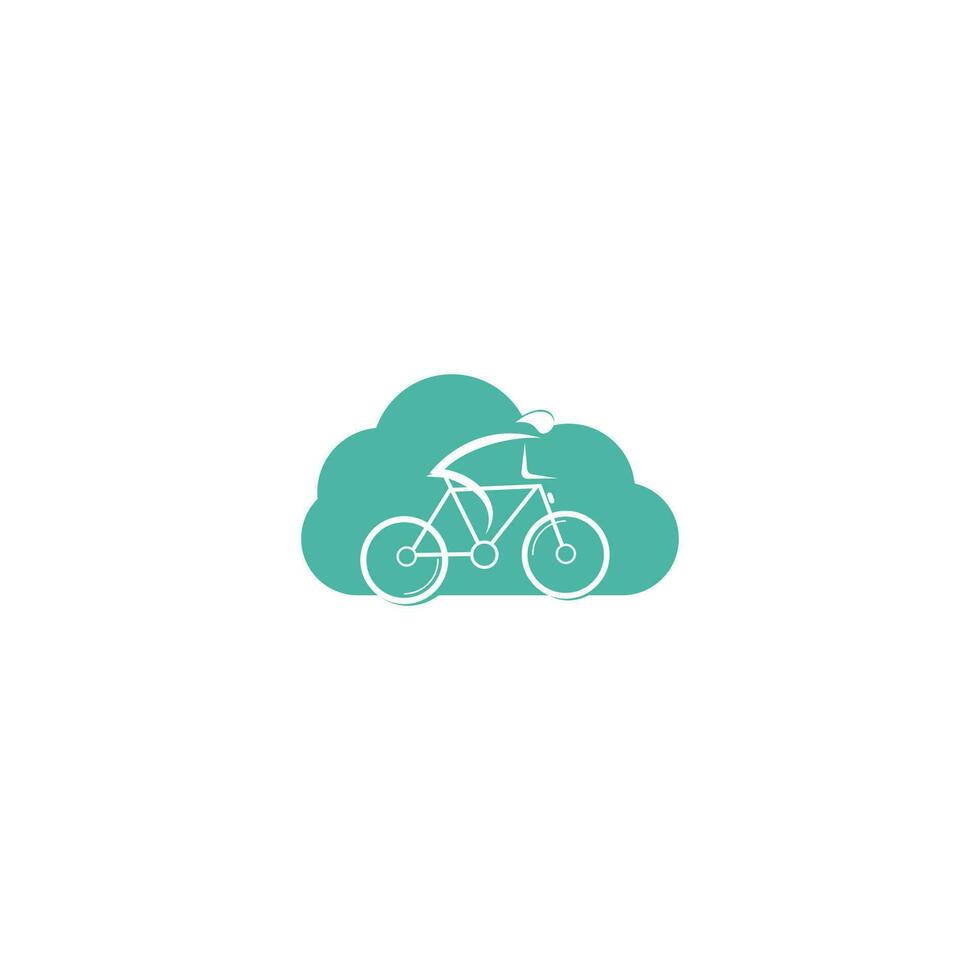 Bicycle cloud shape concept vector logo design. Bike Shop Corporate branding identity. Bicycle logo.