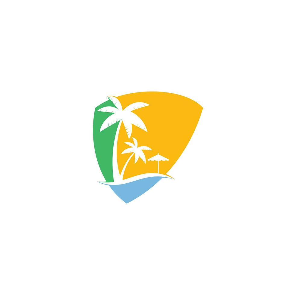 Beach logo design template. summer logo designs. Tropical beach and palm tree logo design. vector