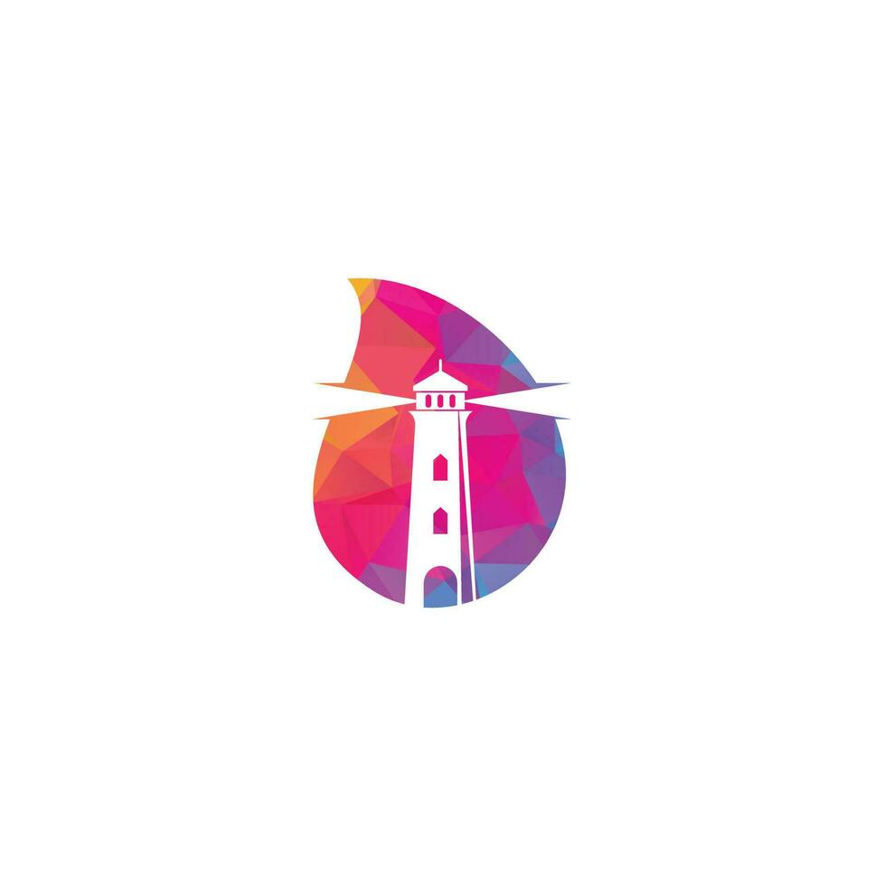 Lighthouse drop shape concept vector logo design. Lighthouse icon logo design vector template illustration.