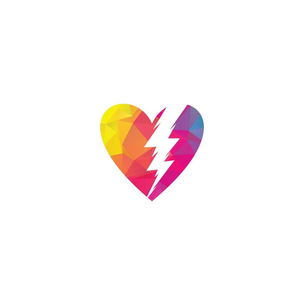 Thunder Heart Logo, Electrical sign with a Heart, Love Power Energy Logo Design Element, Lightning bolt in heart shape logo design vector