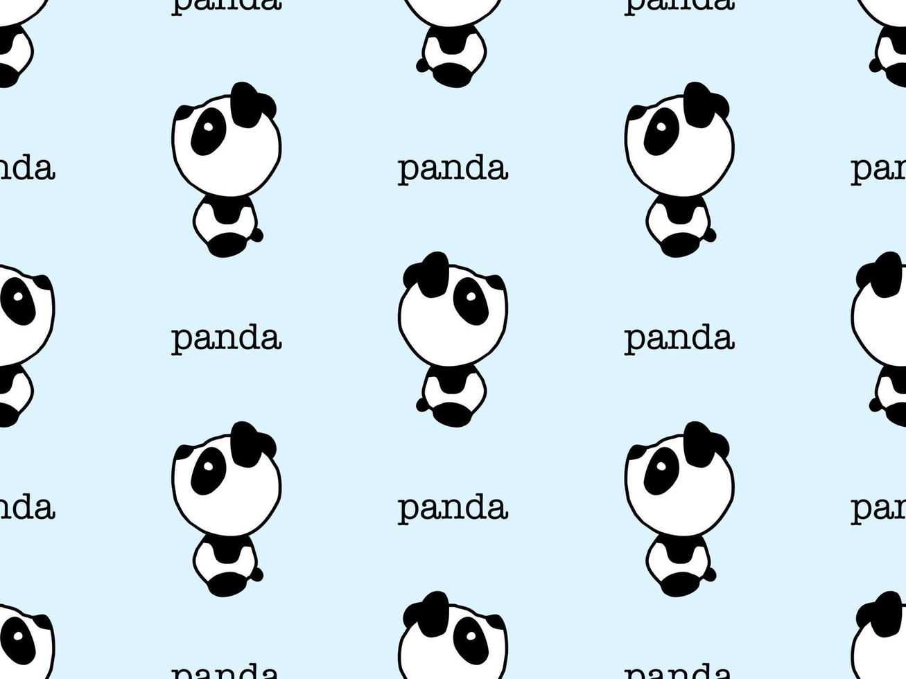 Panda personaje de dibujos animados de patrones sin fisuras sobre fondo azul. vector