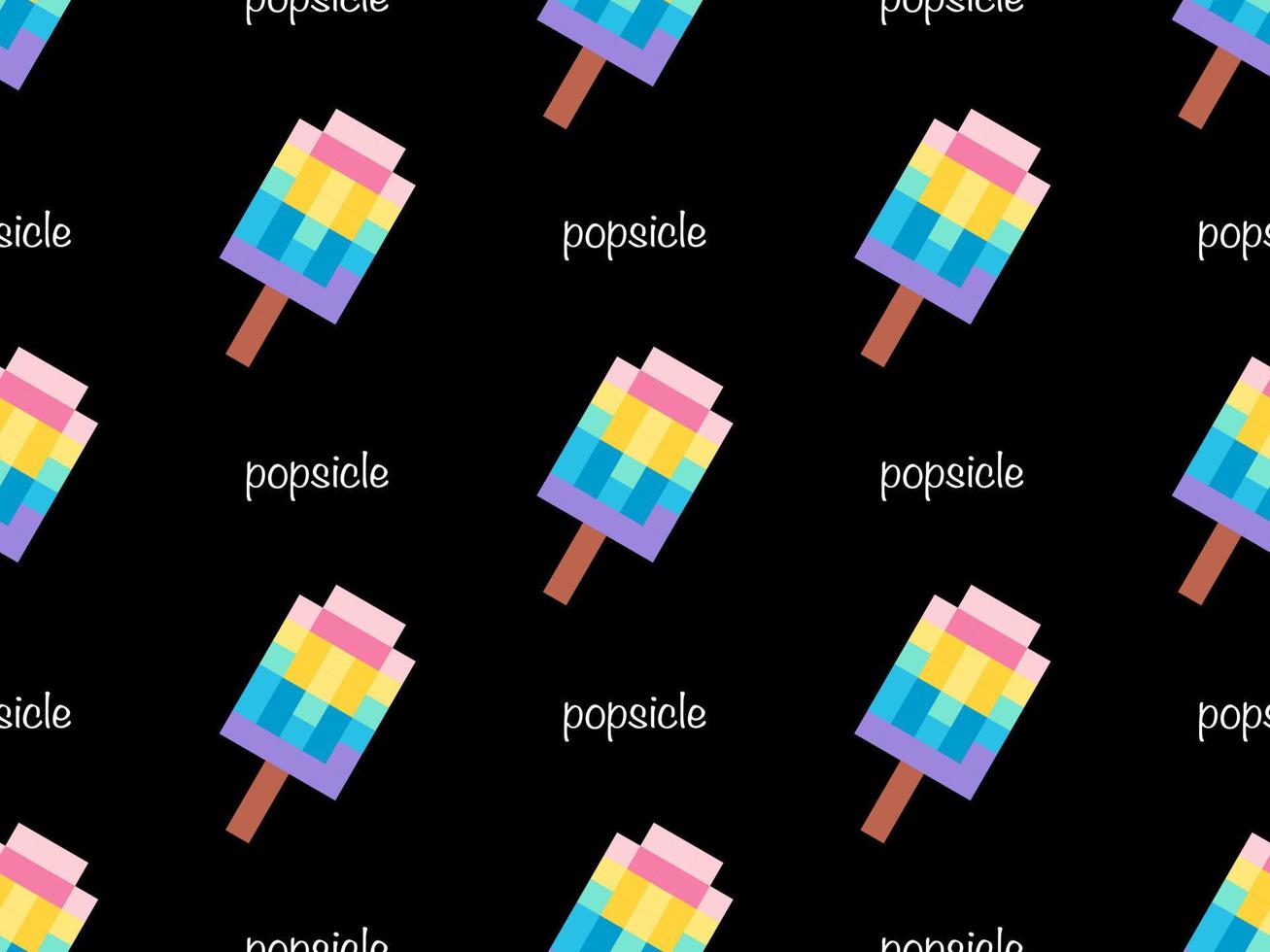Popsicle cartoon character seamless pattern on black background vector
