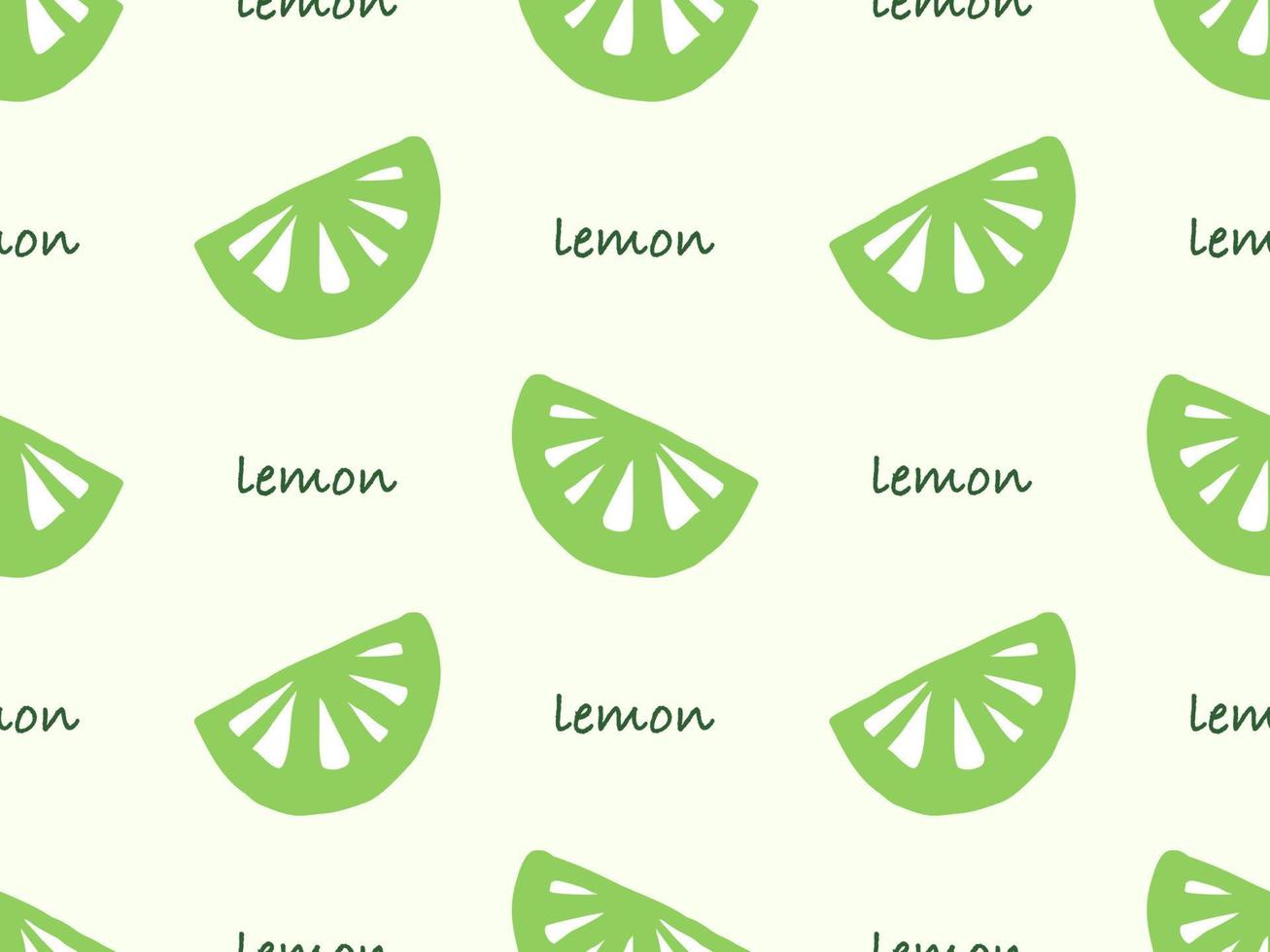 Lemon cartoon character seamless pattern on green background vector