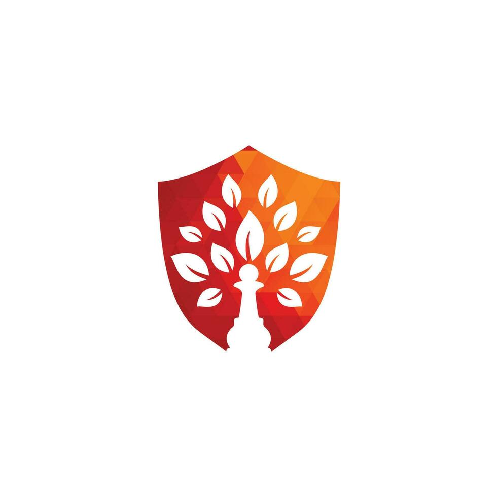diseño del logotipo del árbol de ajedrez naturaleza estrategia verde. diseño de logotipo de vector de árbol verde.