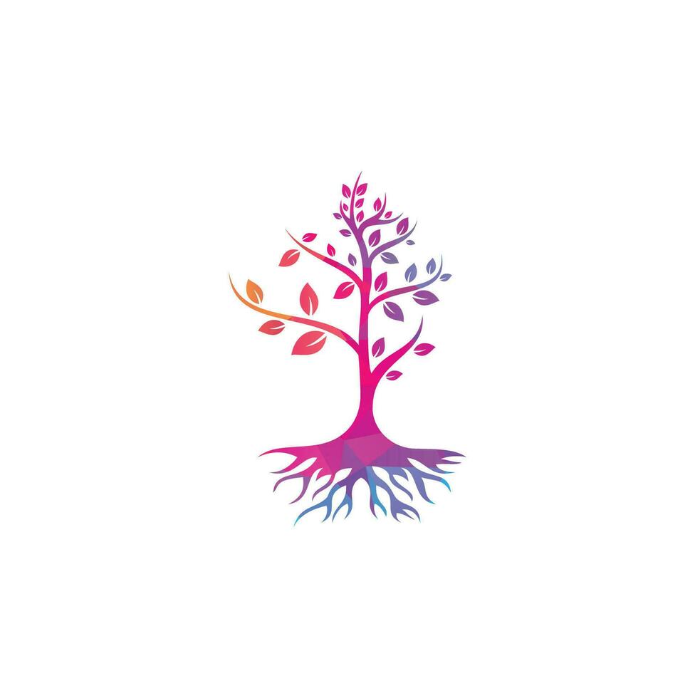 Tree Roots vector logo design. Vector tree with roots logo element.