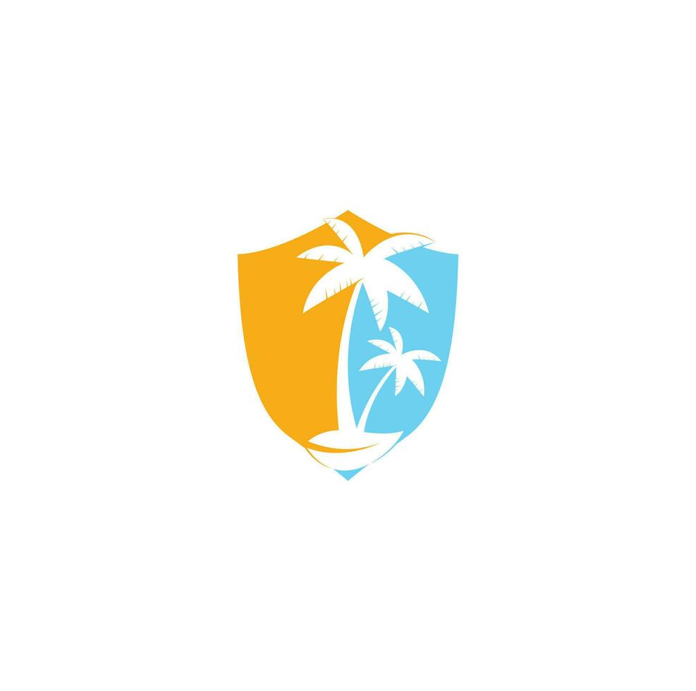 Tropical beach and palm tree logo design. Creative simple palm tree vector logo design. Beach logo. Beach palm tree logo