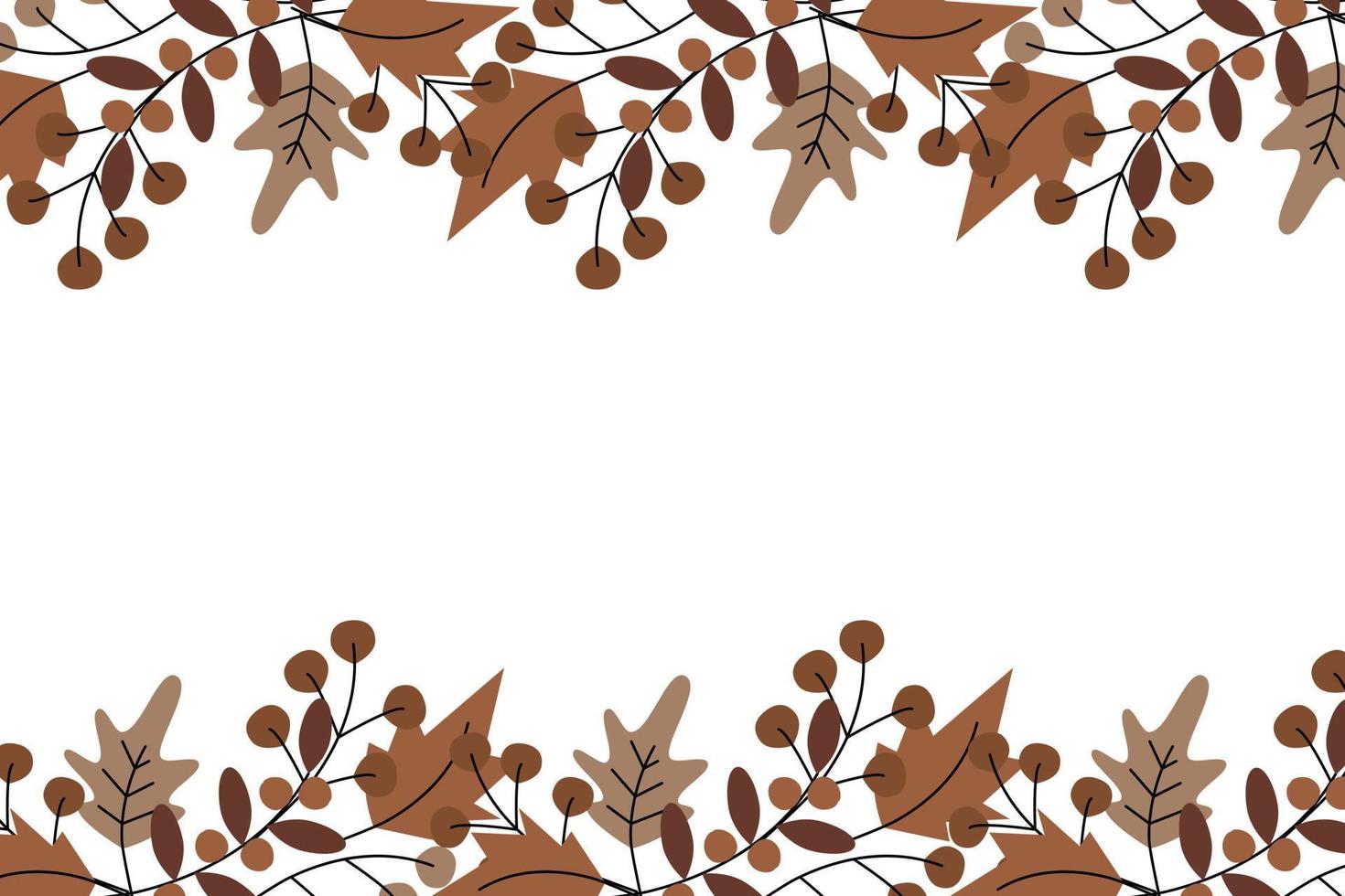 Frame border from autumn plants in trendy mute dark brown shades. Copyspace. Template for lettering vector