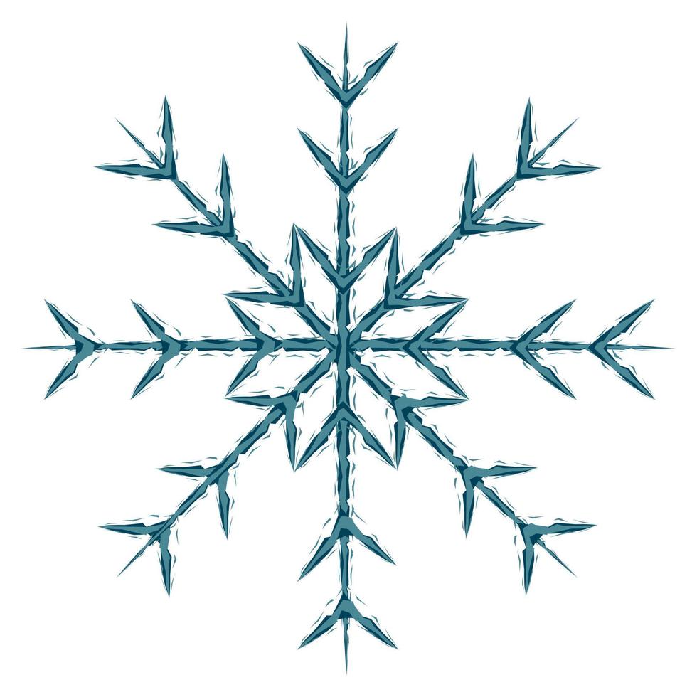 Abstract image snowflake made by broken patterned lines in trendy wintry blue shades. Icon. Isolate vector