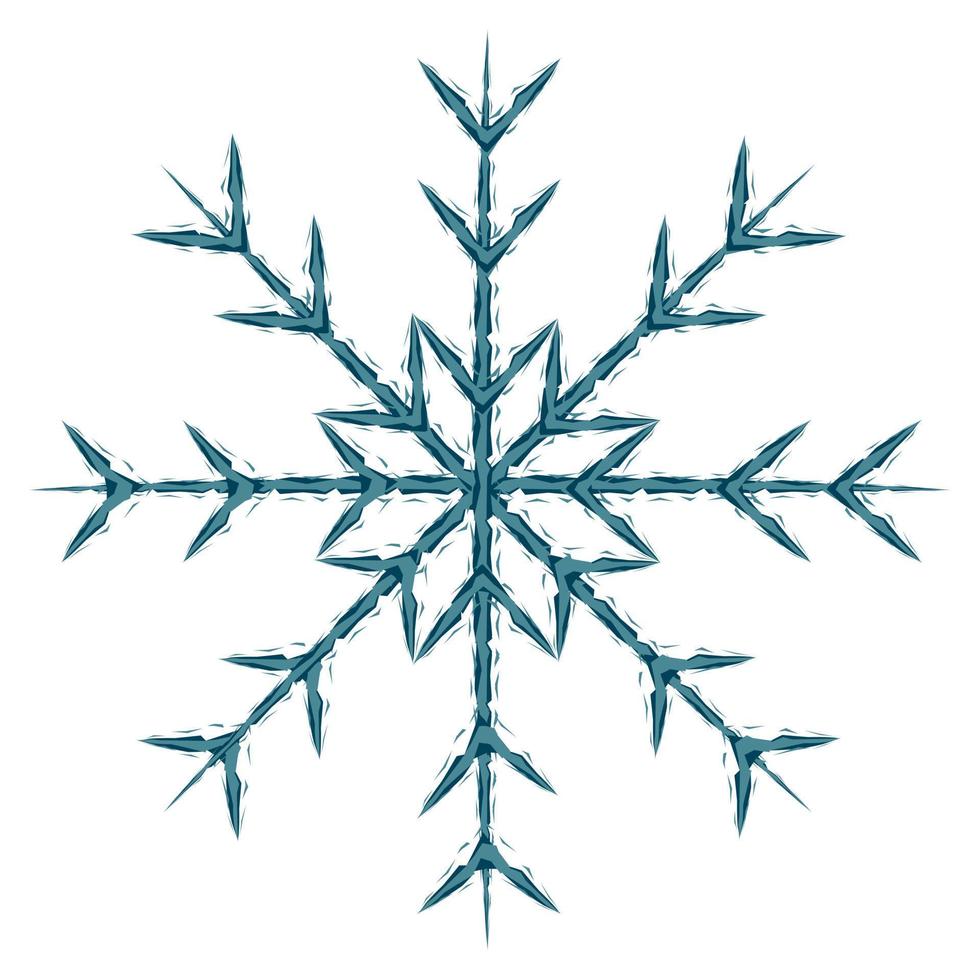 copo de nieve de imagen abstracta hecho por líneas estampadas rotas en tonos azules invernales de moda. icono. aislar vector