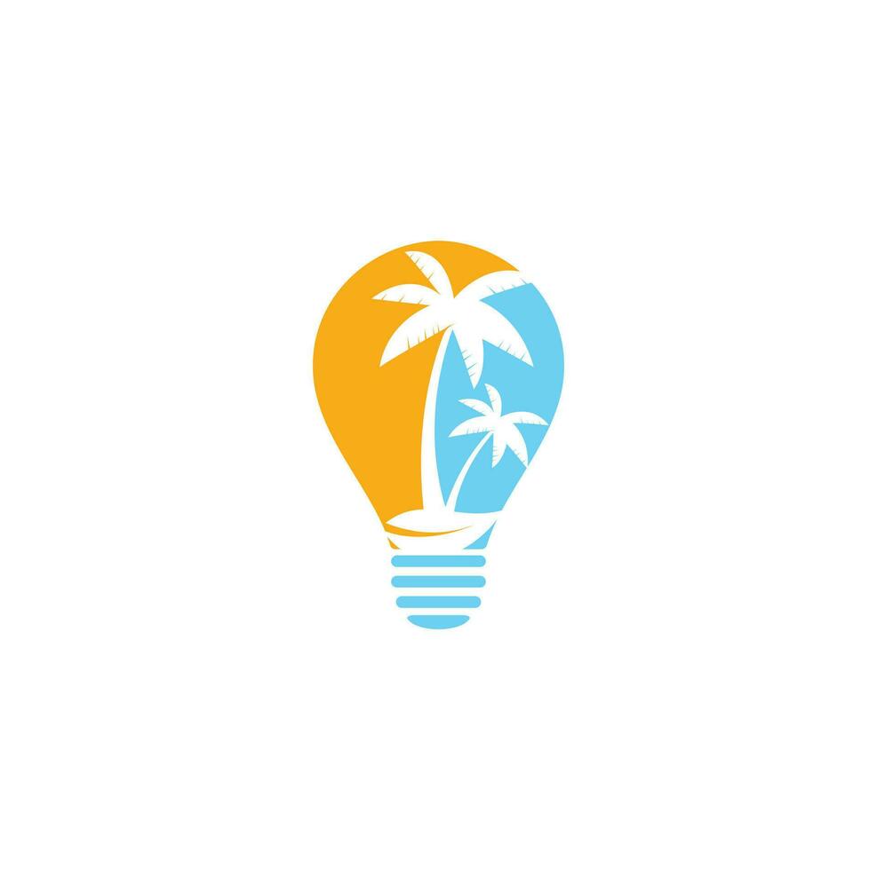 Tropical beach and palm tree logo design. Creative simple palm tree vector logo design. Beach bulb shape concept logo design