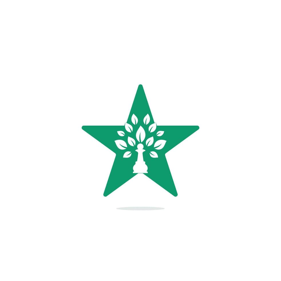 diseño de logotipo de concepto de forma de estrella de árbol de ajedrez. diseño de logotipo de vector de árbol verde. logotipo del árbol