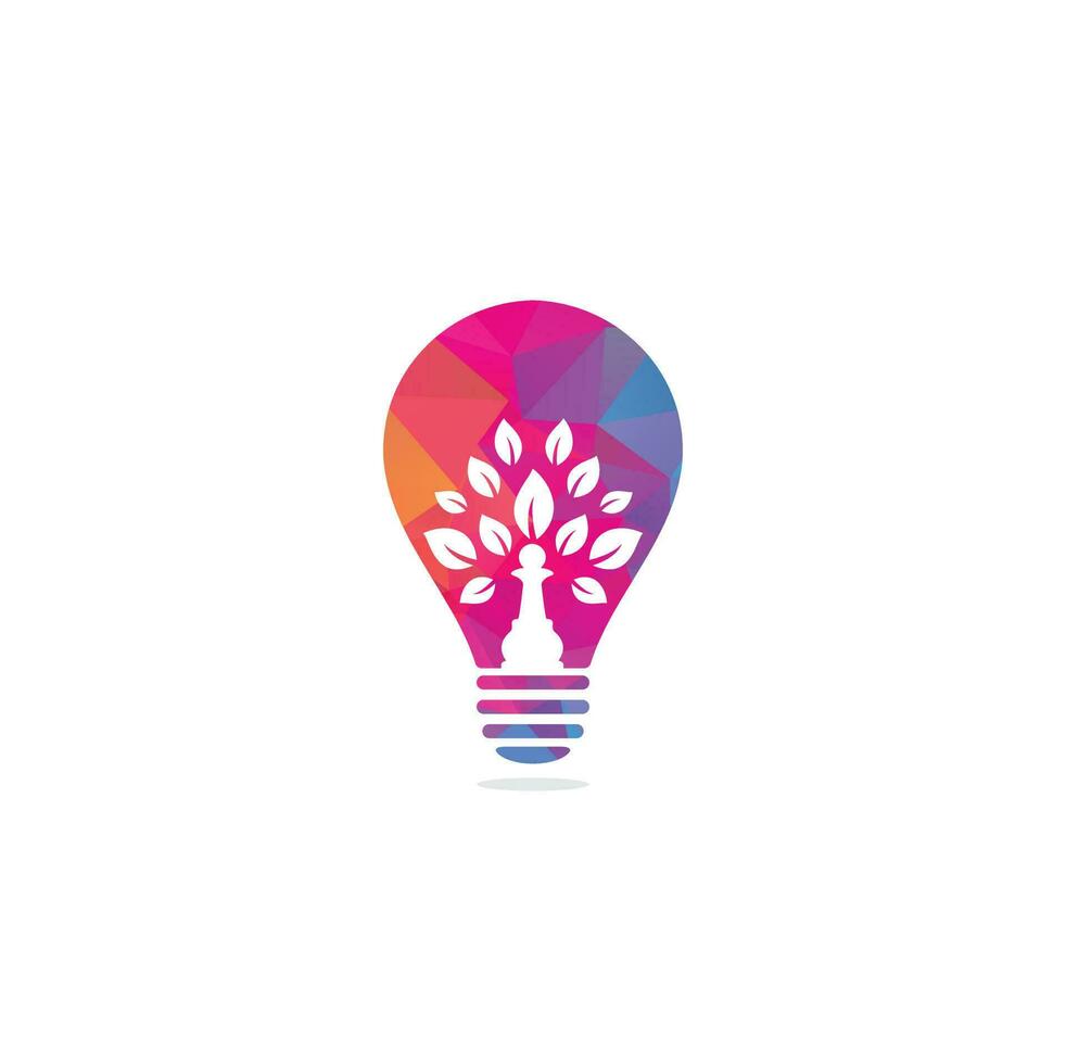 Chess tree bulb shape concept logo design. Green tree vector logo design. Tree logo