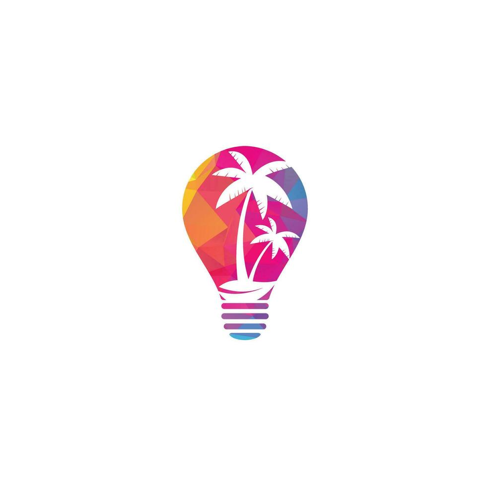 Tropical beach and palm tree logo design. Creative simple palm tree vector logo design. Beach bulb shape concept logo design