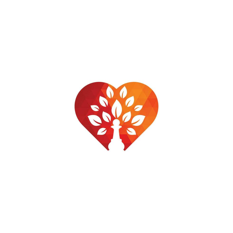 diseño de logotipo de concepto de forma de corazón de árbol de ajedrez. diseño de logotipo de vector de árbol verde. logotipo del árbol