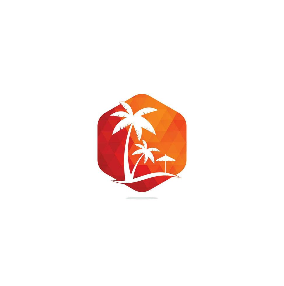 Beach logo design template. summer logo designs. Tropical beach and palm tree logo design. vector