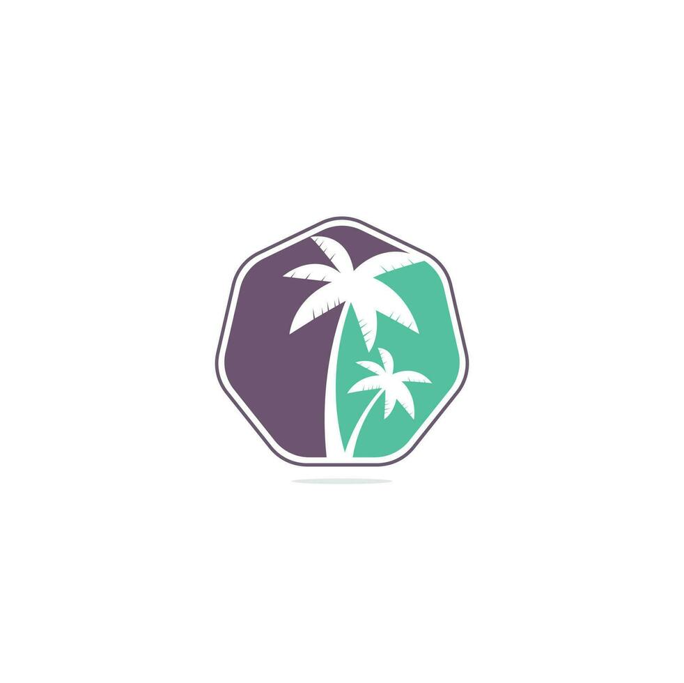 Tropical beach and palm tree logo design. Creative simple palm tree vector logo design. Beach logo