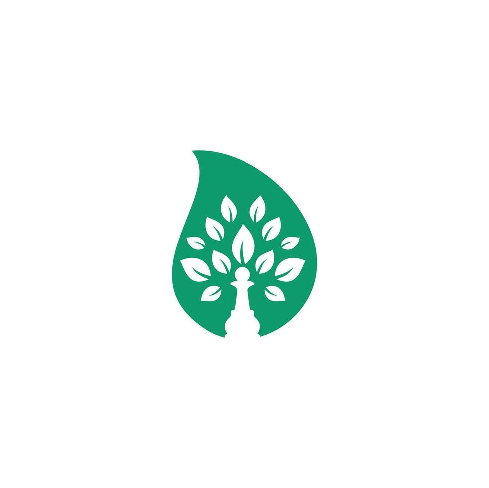 Chess tree drop shape concept logo design. Green tree vector logo design. Tree logo
