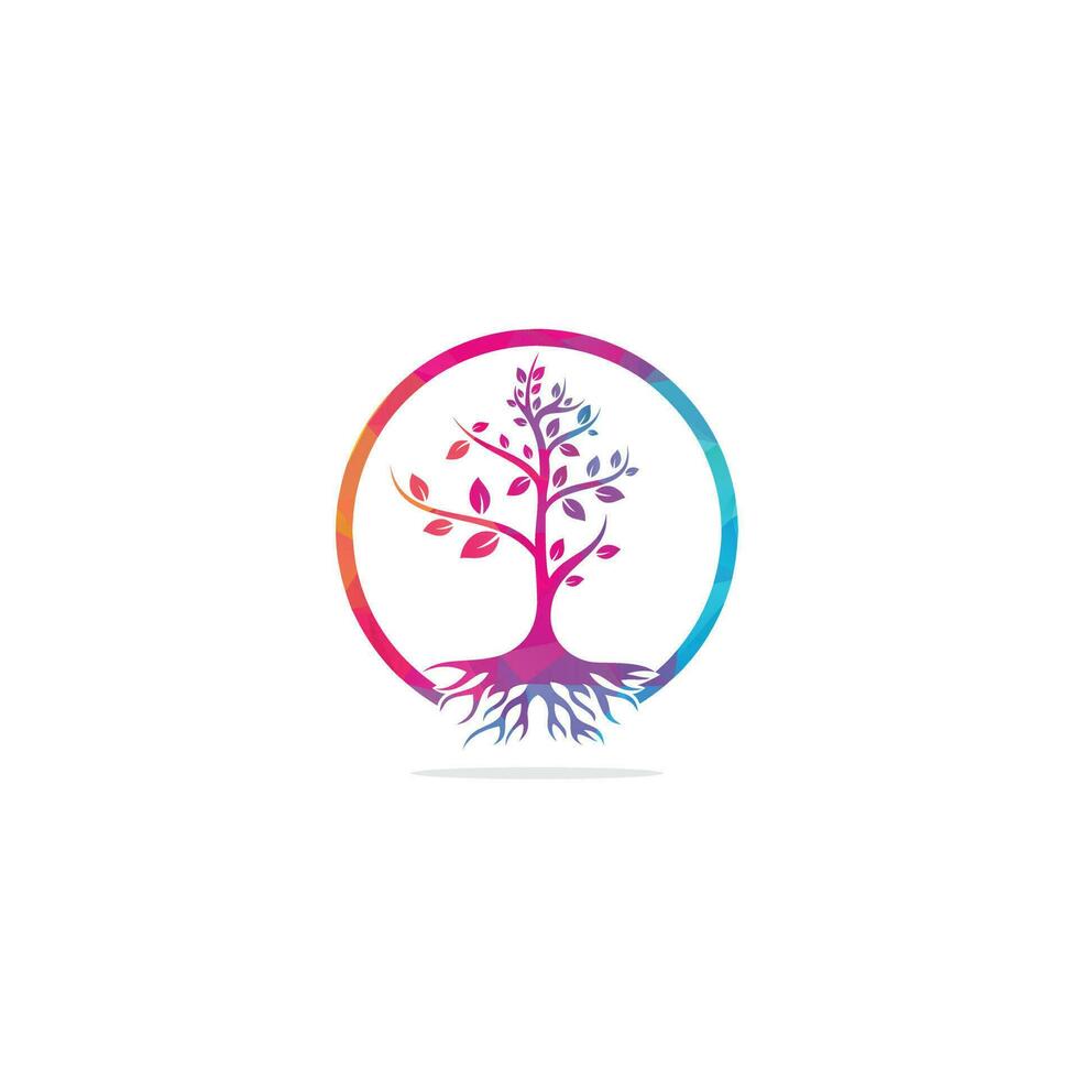 Tree Roots vector logo design. Vector tree with roots logo element.