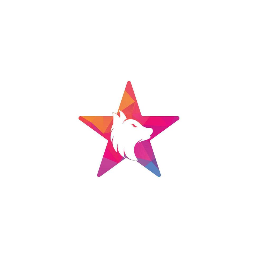 Wolf star shape concept Logo Design. Modern professional wolf logo design. Wolf head logo vector