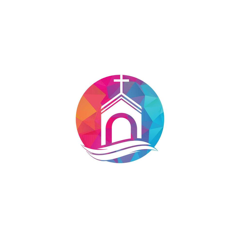 Church building logo design. Template logo for churches and Christian. Cross church building logo. vector