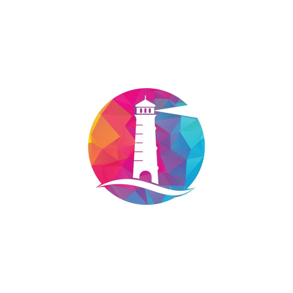 Lighthouse vector logo design. Waves Lighthouse icon logo design vector template illustration.